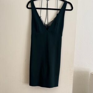 Zara Dark Green Lace-Trimmed Dress
